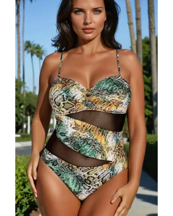 Costum baie intreg dama cu efect modelator, summer animal print lm045 multicolor