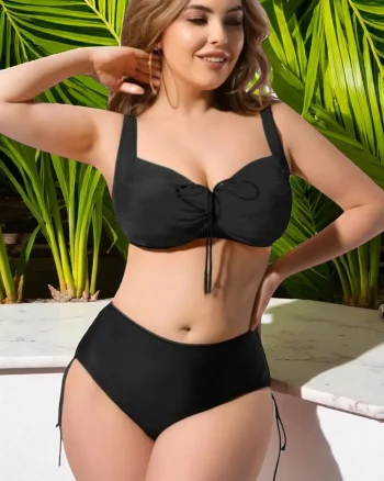 Costum de baie 2 piese, marime mare, slipi tip pantaloni scurti, sutien bustiera m5203 5204