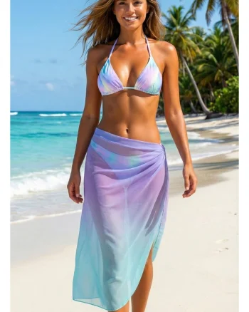 Set 3 Piese Costum de Baie cu Pareo Lung  Mermaid Vibes Lm058