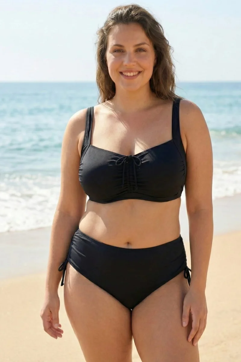 Costum de Baie Doua Piese Dama Marimi Mari negru M5204