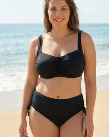 Costum de Baie Doua Piese Dama Marimi Mari negru M5204