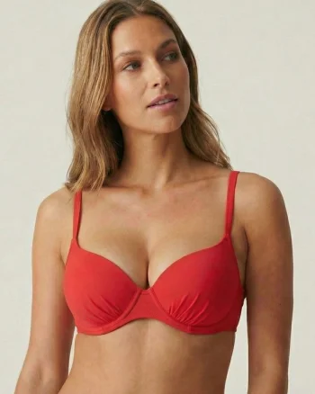 Sutien de Baie Rosu Push Up cu Burete Detasabil si Bretele Ajustabile Lm065