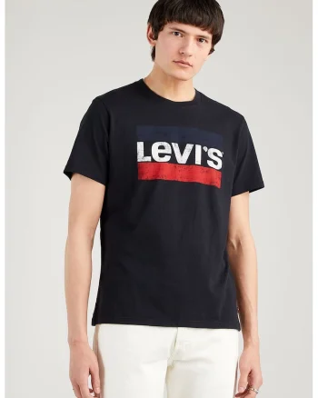 Tricou cu decolteu la baza gatului si logo, Rosu/Alb/Negru