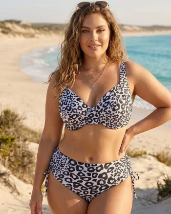 Costum de Baie Leopard Print din Doua Piese,si Sutien cu Sustinere lm081 alb negru