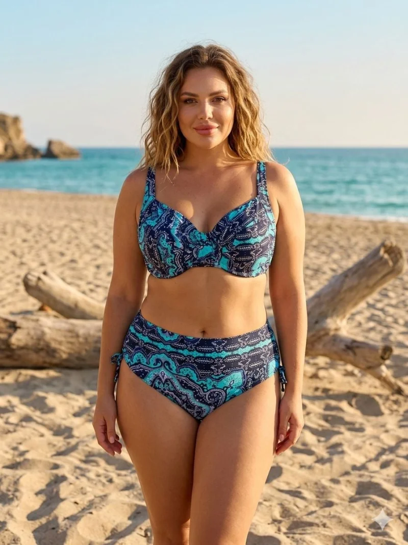 Costum de Baie Leopard Print din Doua Piese,si Sutien cu Sustinere lm081 bleu