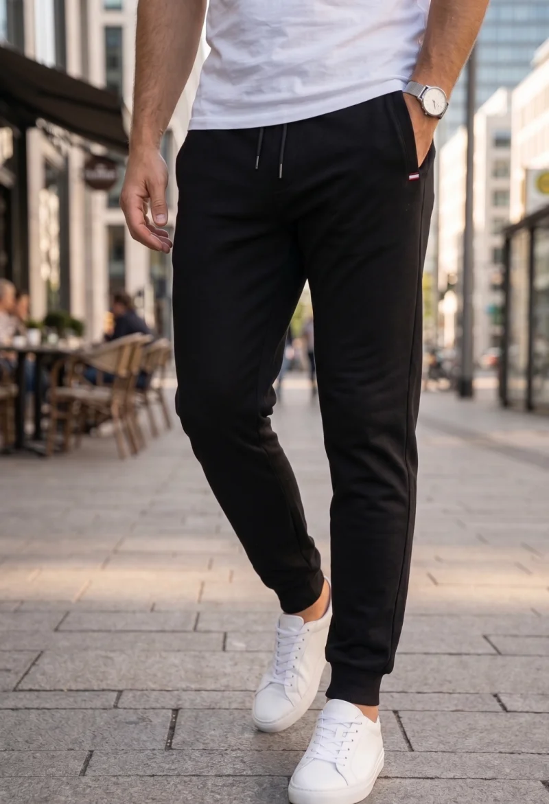 Pantaloni Trening Barbati Jogger, buzunare si snur in talie  Negru