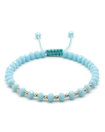Bratara cu 10 bile din AUR 14K si cristale Baby Blue, barbat