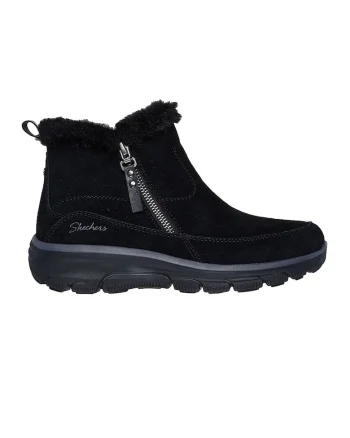 Ghete de piele intoarsa cu garnitura de blana sintetica, Negru