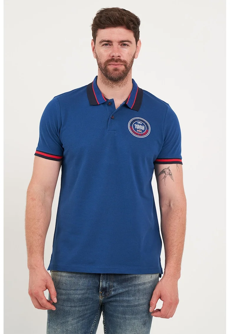 Tricou polo de bumbac cu logo brodat, Albastru royal