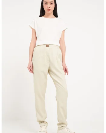 Pantaloni din lyocell cu talie elastica, Bej deschis