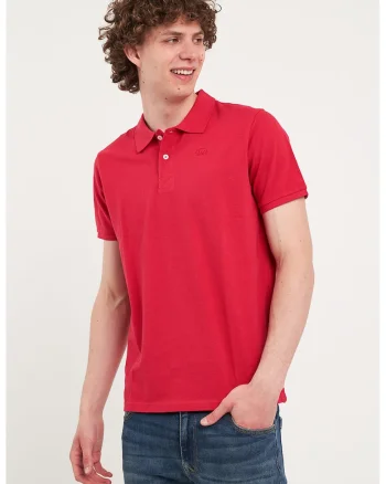 Tricou polo de bumbac din pique, Rosu vermillion