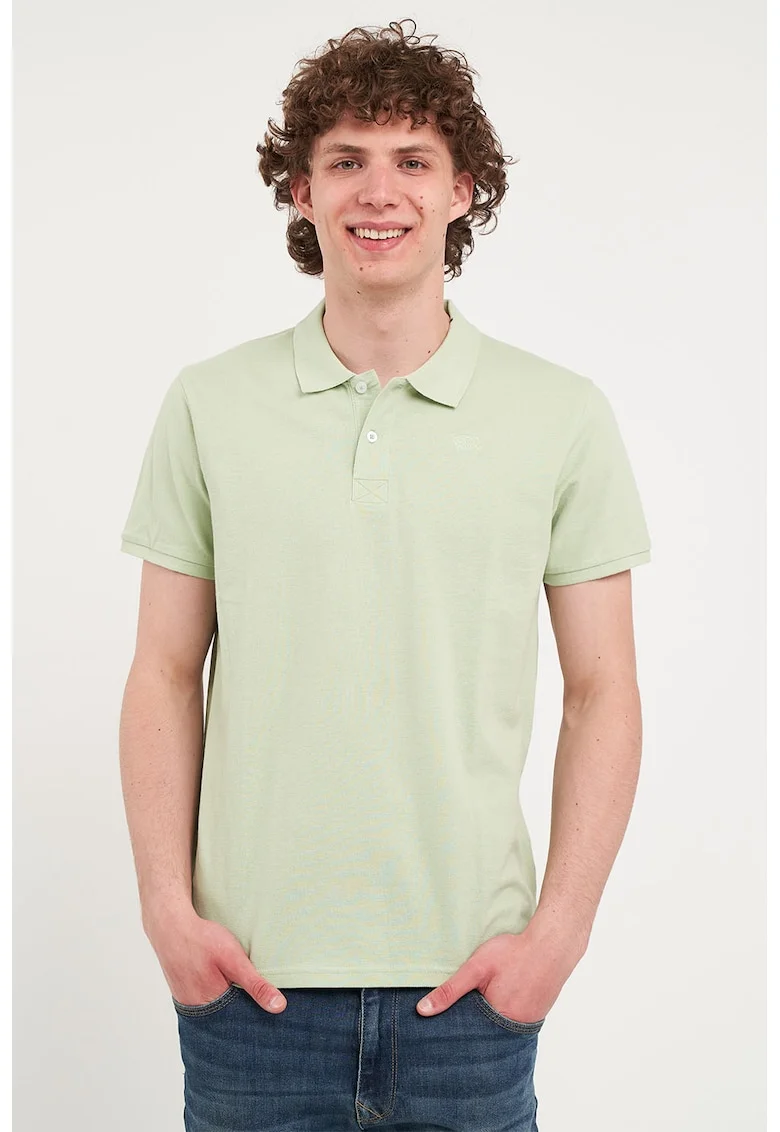 Tricou polo de bumbac din pique, Verde pal