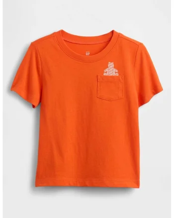 Tricou cu imprimeu pe partea din spate, Alb/Portocaliu mandarina