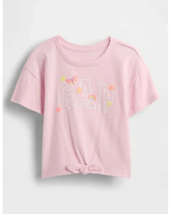 Tricou cu detaliu nod, Roz pastel