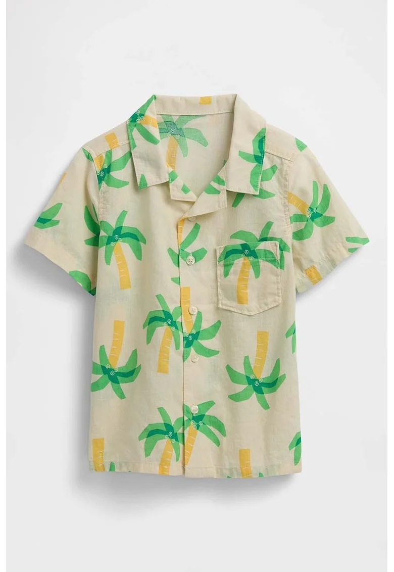 Camasa cu model tropical, Verde/Galben