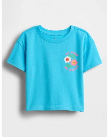 Tricou cu detaliu grafic, Albastru aquamarin