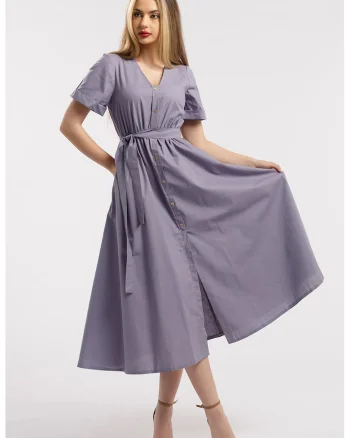 Rochie-camasa cu cordon in talie, Violet prafuit
