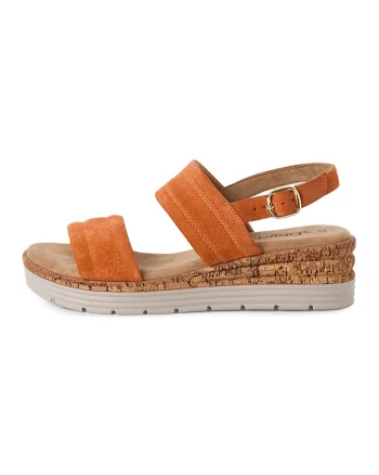 Sandale wedge cu catarama, Portocaliu stins