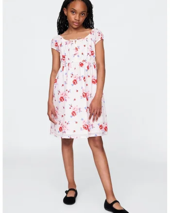 Rochie cu imprimeu floral, Rosu/Alb murdar