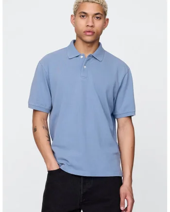 Tricou polo cu model uni, Albastru pastel