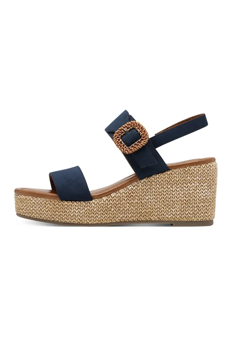 Sandale demi-wedge cu catarama, Bleumarin