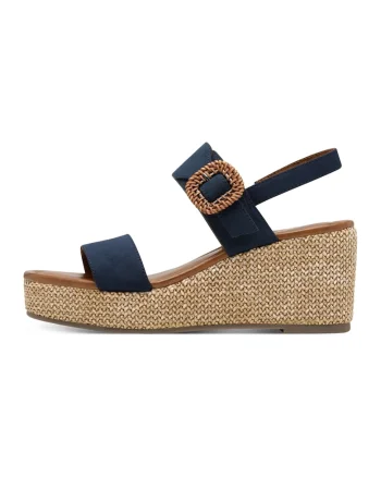 Sandale demi-wedge cu catarama, Bleumarin