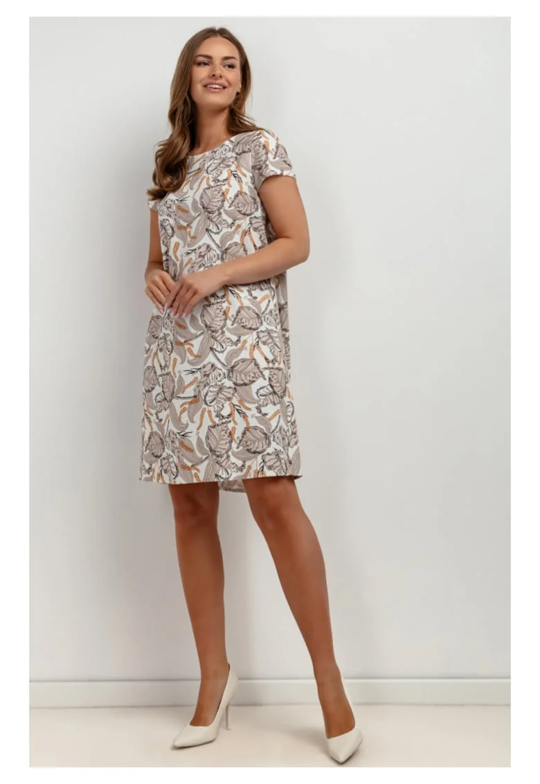 Rochie cu imprimeu floral si amestec din in
