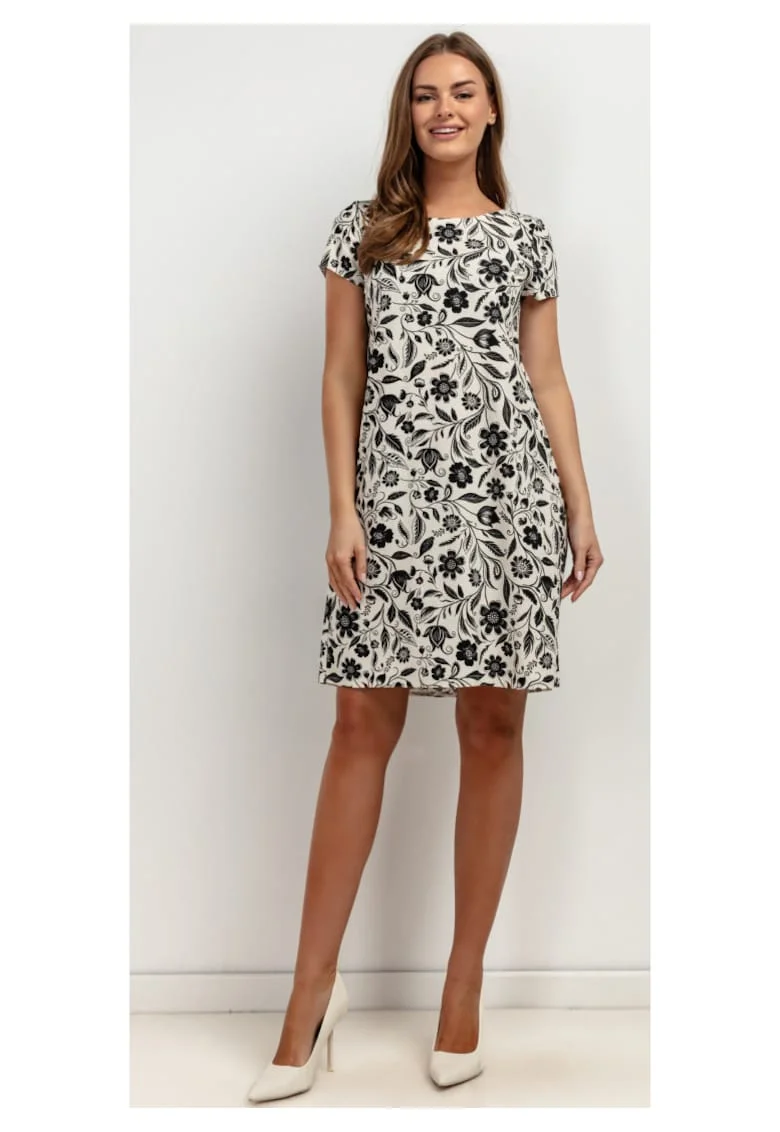 Rochie din amestec de in cu imprimeu floral