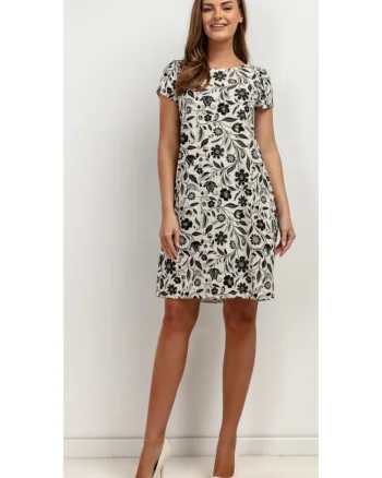 Rochie din amestec de in cu imprimeu floral
