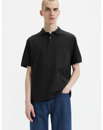 Tricou polo de bumbac, Negru