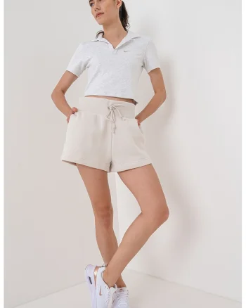Tricou polo crop Essential, Gri melange