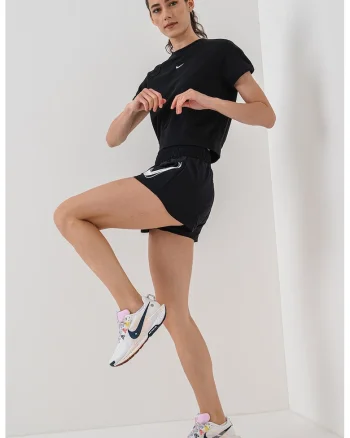 Tricou crop cu logo, Negru