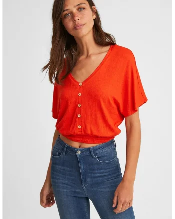 Bluza crop lejera, Caramiziu