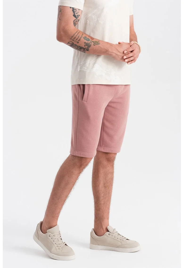 Pantaloni scurti de bumbac cu talie ajustabila, Roz