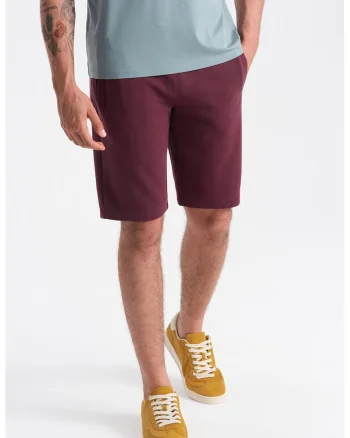 Pantaloni scurti de bumbac cu talie ajustabila, Visiniu