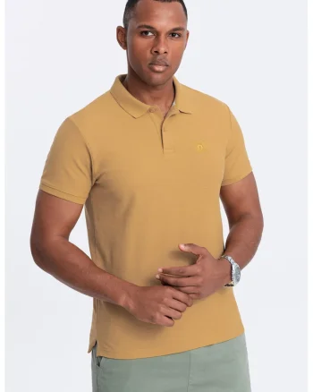 Tricou polo cu model uni, Galben mustar