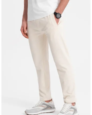 Pantaloni de trening slim fit cu buzunare laterale, Crem