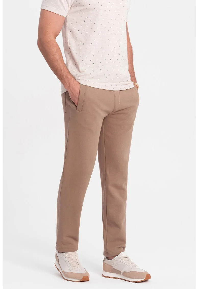 Pantaloni de trening slim fit cu buzunare laterale, Maro camel