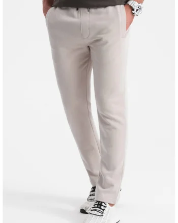 Pantaloni de trening slim fit cu buzunare laterale, Bej deschis