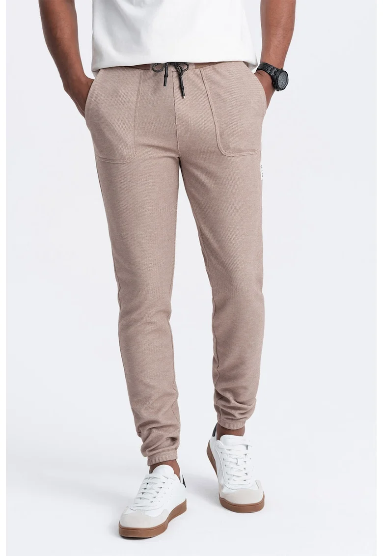 Pantaloni de trening cu talie ajustabila, Maro taupe
