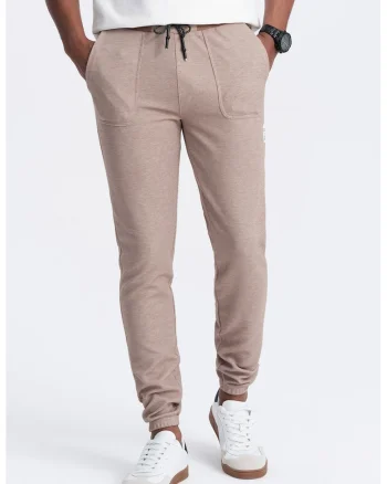 Pantaloni de trening cu talie ajustabila, Maro taupe