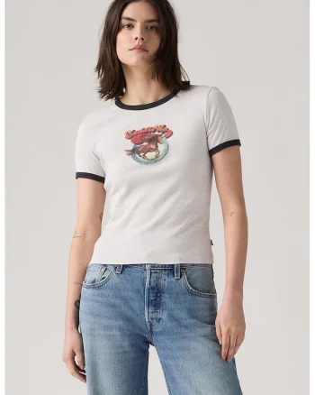 Tricou crop cu imprimeu grafic, Rosu/Alb/Maro