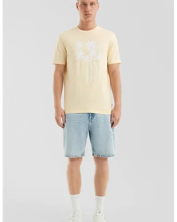 Tricou din bumbac cu model tropical, Alb/Bej