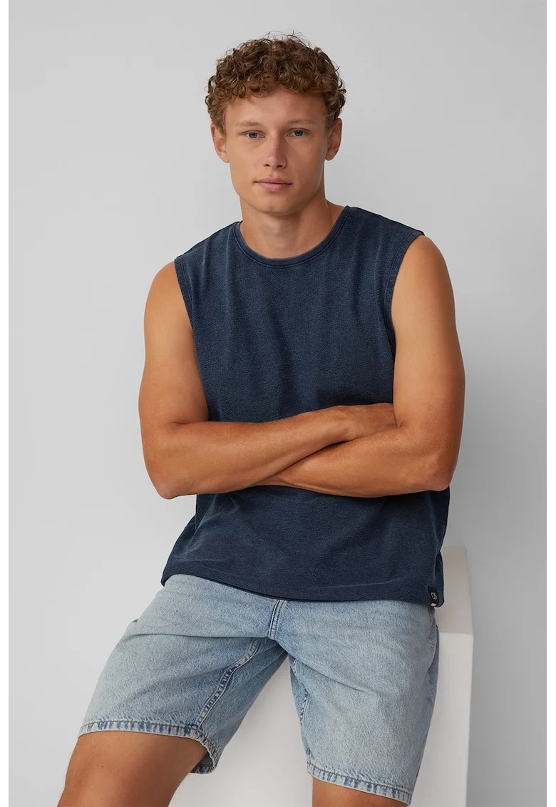 Top regular fit din bumbac, Bleumarin
