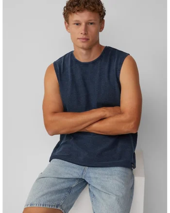 Top regular fit din bumbac, Bleumarin