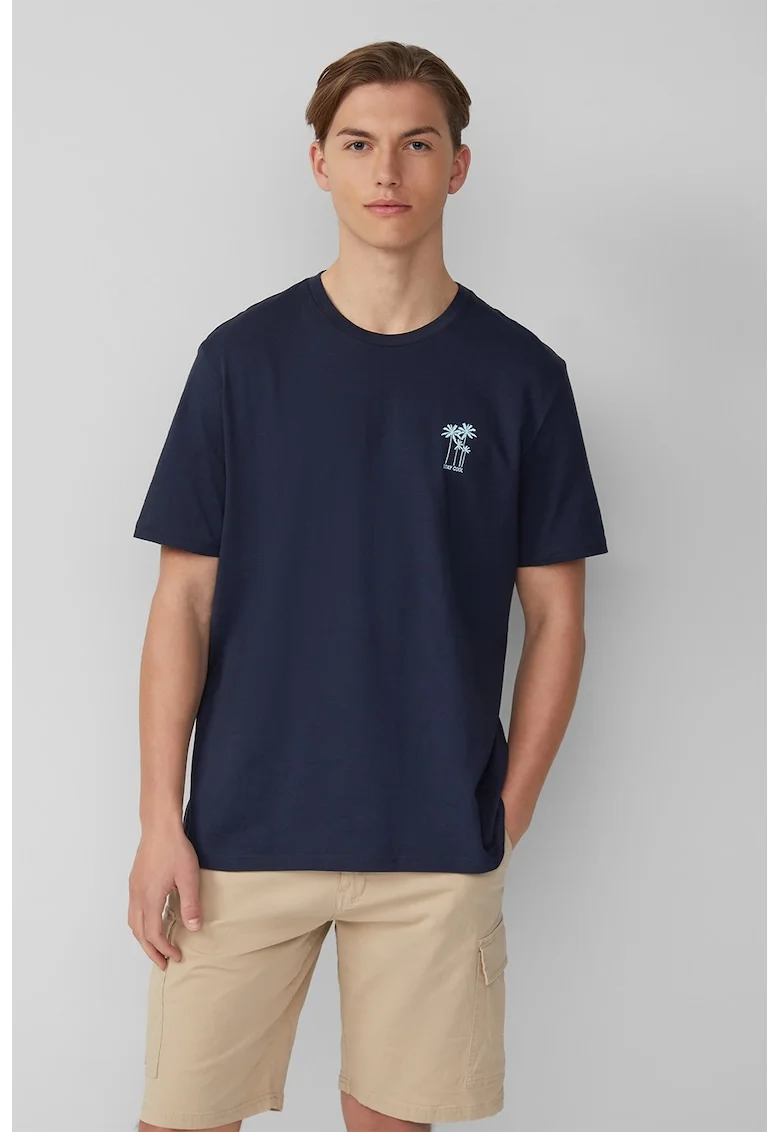 Tricou regular fit cu model grafic discret, Bleumarin