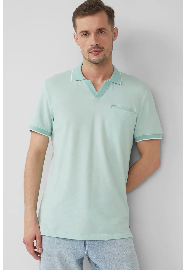 Tricou polo din bumbac, Albastru aquamarin