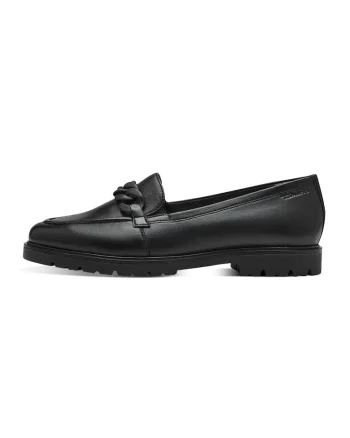 Pantofi loafer de piele cu detalii lant, Negru