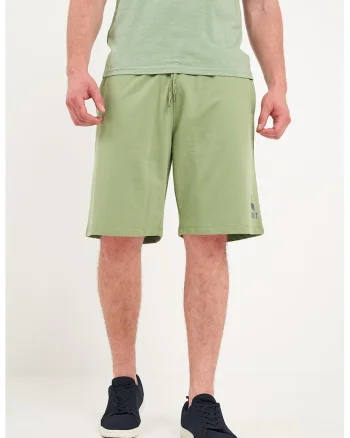Pantaloni scurti din amestec de bumbac cu snur, Verde fistic