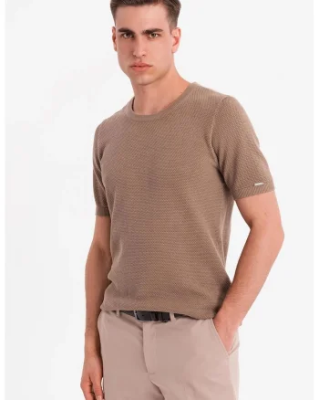 Tricou cu aspect texturat, Maro deschis